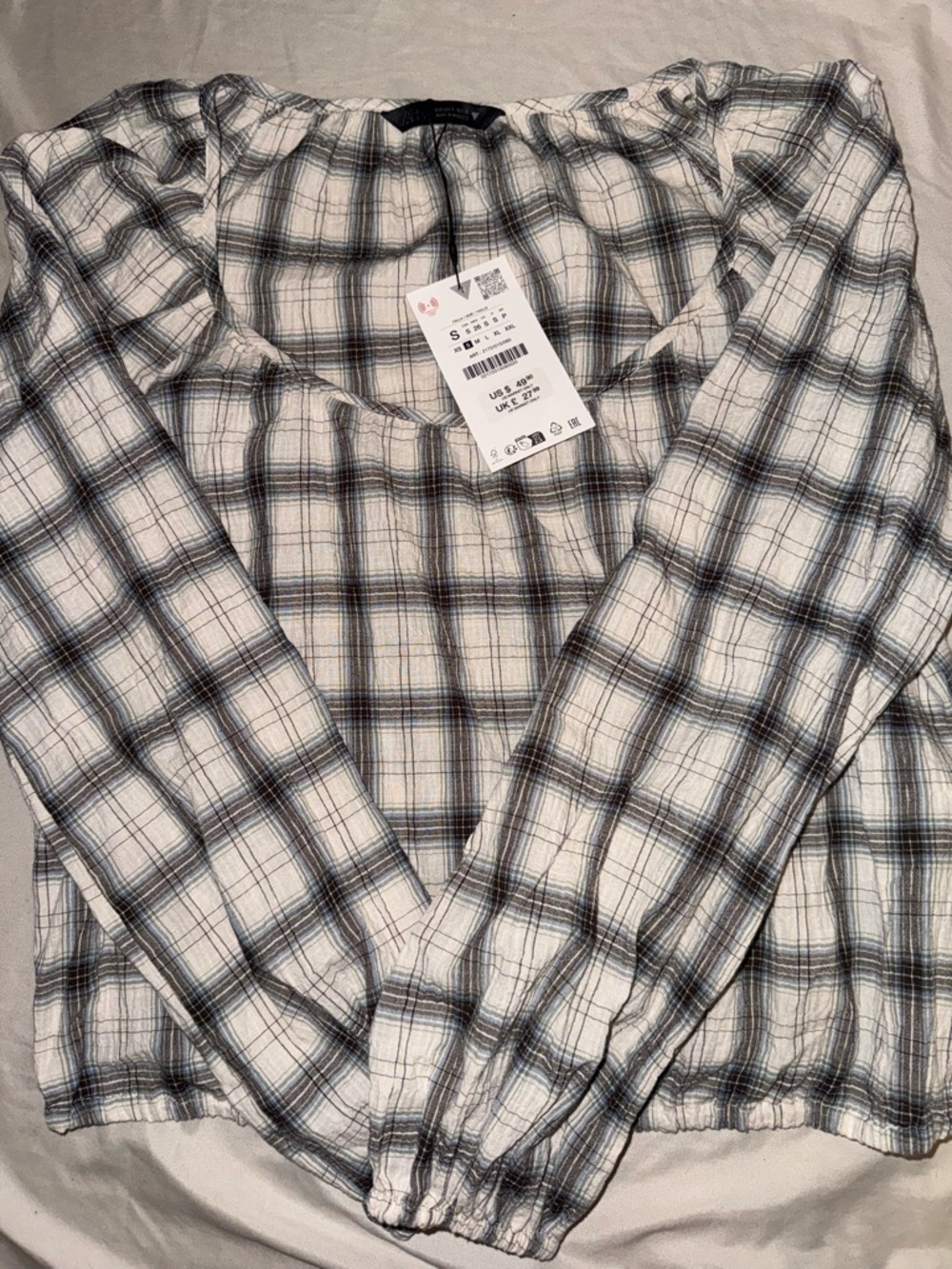 Zara Elastic Plaid Shirt